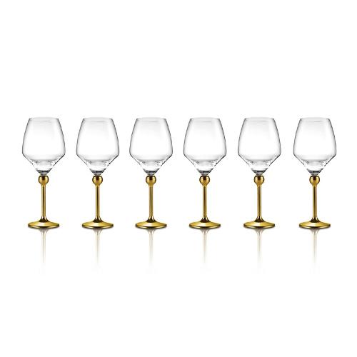 Magic Harmony Crystal & Gold Coated Steel Red Wine Glasses, 6 pcs