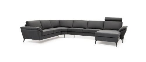Amager Leather Corner Sofa with Chaise Lounge - Right