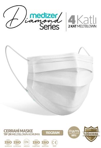 Medizer Diamond Series 4 Layer Surgical Mask White