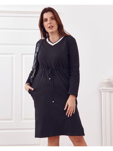 Plus Size dress tied at the waist black FK569