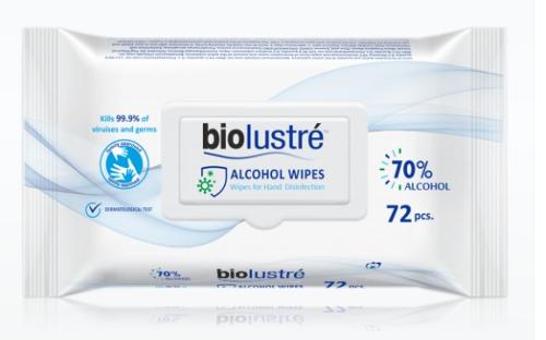BIOLUSTRE Alcohol Based 72 Pcs Wet Wipes 100% biodegradable 