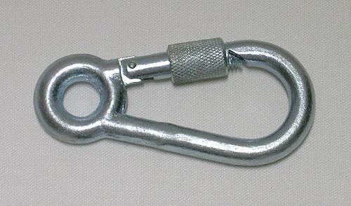 Snap hook with safety screw and forged, round eye