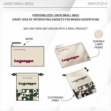 high quality linen or cotton zippered pouches