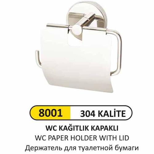 8001 WC PAPER HOLDER WITH LID (304 QUALITY)