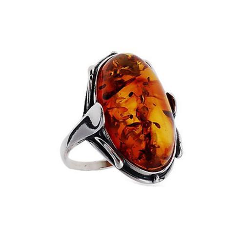 Silver rings with Polish amber