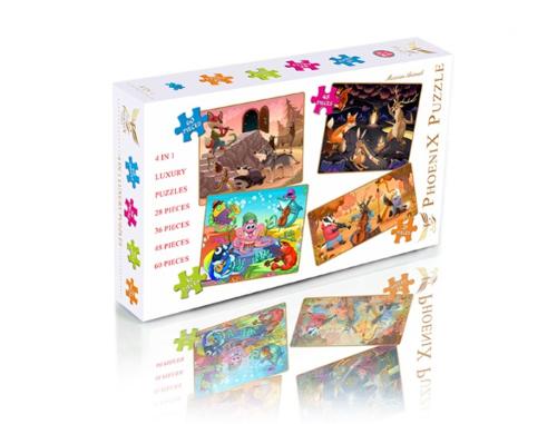 4 puzzles in 1 box for kids 28-36-48-60 pieces