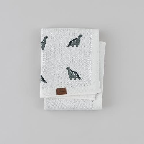 Blanket Mini Dino knitted Milk