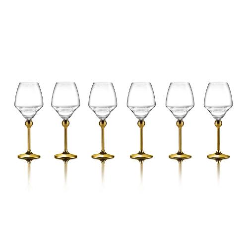 Magic Harmony Crystal & Gold Coated Steel White Wine Glasses, 6 pcs