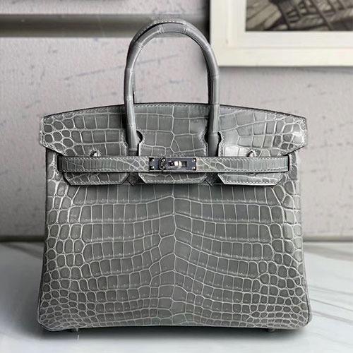 Luxury women real crocodile leather shoulder bag glossy pruple