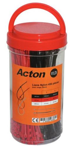 Liens Nylon 450 Bucket Of 450 Black, Red And White Nylon Cable Ties 6.6