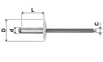 Standard Rivets Large Head - Aluminium / Steel