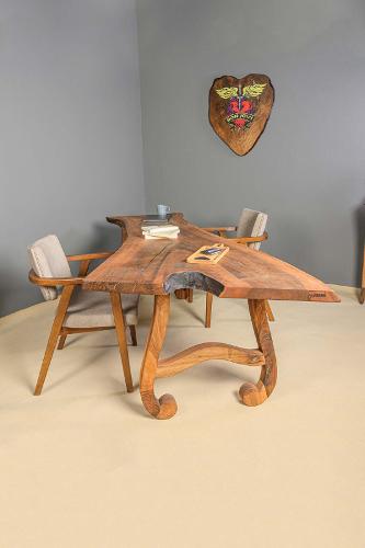 Solid walnut wood table made from one piece