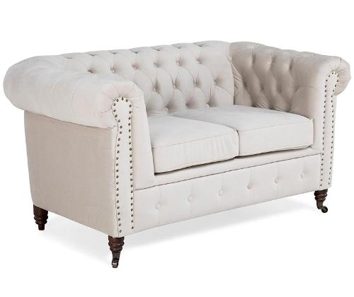 Sofa Chesterfield in beige, 2-seat 150x86x80 cm