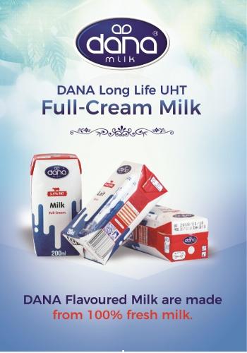 DANA Long Life Milk 3.5% Fat 200 ml packages.