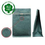 Flat bottom bag kraft paper green high barrier with pocket zipper valve 500g