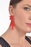 Women's Red Plexiglass Design Flame Earrings