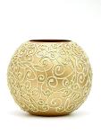 Gold bowl glass vase for flowers | Painted Art Glass Round Bubble Vase | Home
