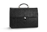 Business bag in black of natural leather with relief effect