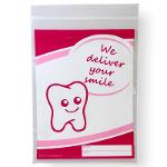 Dental bag 180x250+230mm 50µ pink "We deliver your smile"