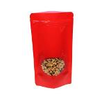 Stand-up pouch red top barrier with oval window XS