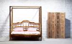 Carved Natural Finish Four Poster Bed