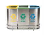 1022B Stainless 3 Compartment Zero Waste Recycling Set