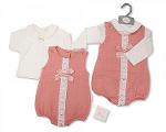 Baby Girls 2 Pieces Romper Set with Lace and Bow