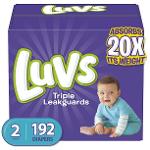 Luvs Triple Leakguards Extra Absorbent Diapers, Size 2, 192