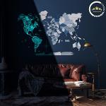 3D Luminous/Magnetic Colored Wooden World Map Aqua