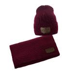 Women's winter burgundy hat and scarf