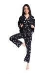 Leaf Print Black Women's Pyjama Set