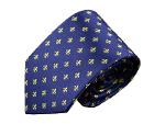 Blue/Gold Silk Tie - Fleur de Lis Style for Men