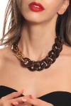 Women's Thick Chain Brown Resin Necklace