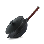 Cast iron WOK pan 2,8 l with wooden