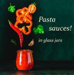 Pasta sauces in glass jars