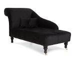 Classic chaise lounge Elizabeth in black, 151x82x81 cm