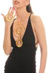 Women's Matte Gold Plated Circular Open Band Design Necklace & Ring Set
