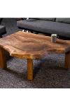 Natural walnut coffee table, tree trunk coffee table
