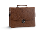 Business bag in brown of natural leather, with snake effect