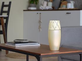 Yellow Glass vase | Painted Art Glass Oval Vase for flowers | Interior Design