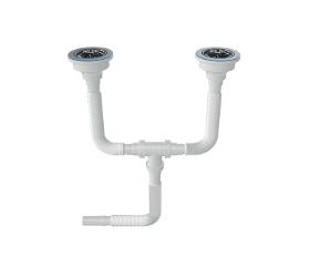 3 ½ flexible siphon with drain for double bowl sinks with ø32 outlet|11-1281-080