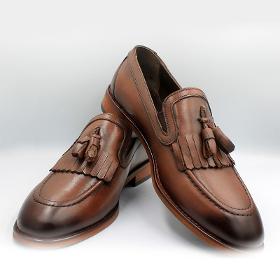 Genuine Leather Brown Tassel Shoes