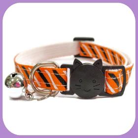 Orange With Black & White Stripe Cat Collar