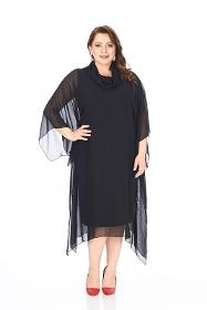 Plus Size Black Colored Collar Chiffon Dress