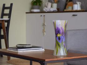 Handpainted Glass Vase for Flowers | Voilet Painted Art Glass Vase | Interior