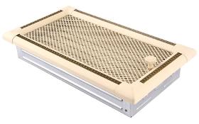 Ventilation fireplace grill EXCLUSIVE 16x32cm with blinds ivory / brass-patina