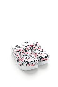 Orthopedic Medical Clogs, White with Print, Women - Airmax Love Model