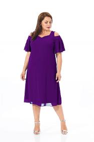 Plus Size Purple Shoulder Detailed Chiffon Dress