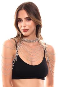 Women's Antique Silver Plated Handmade Bohemian Shoulder Necklace