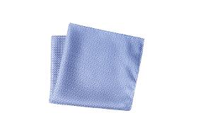 Men's light blue checkered pocket square, 30x30, 100% micro